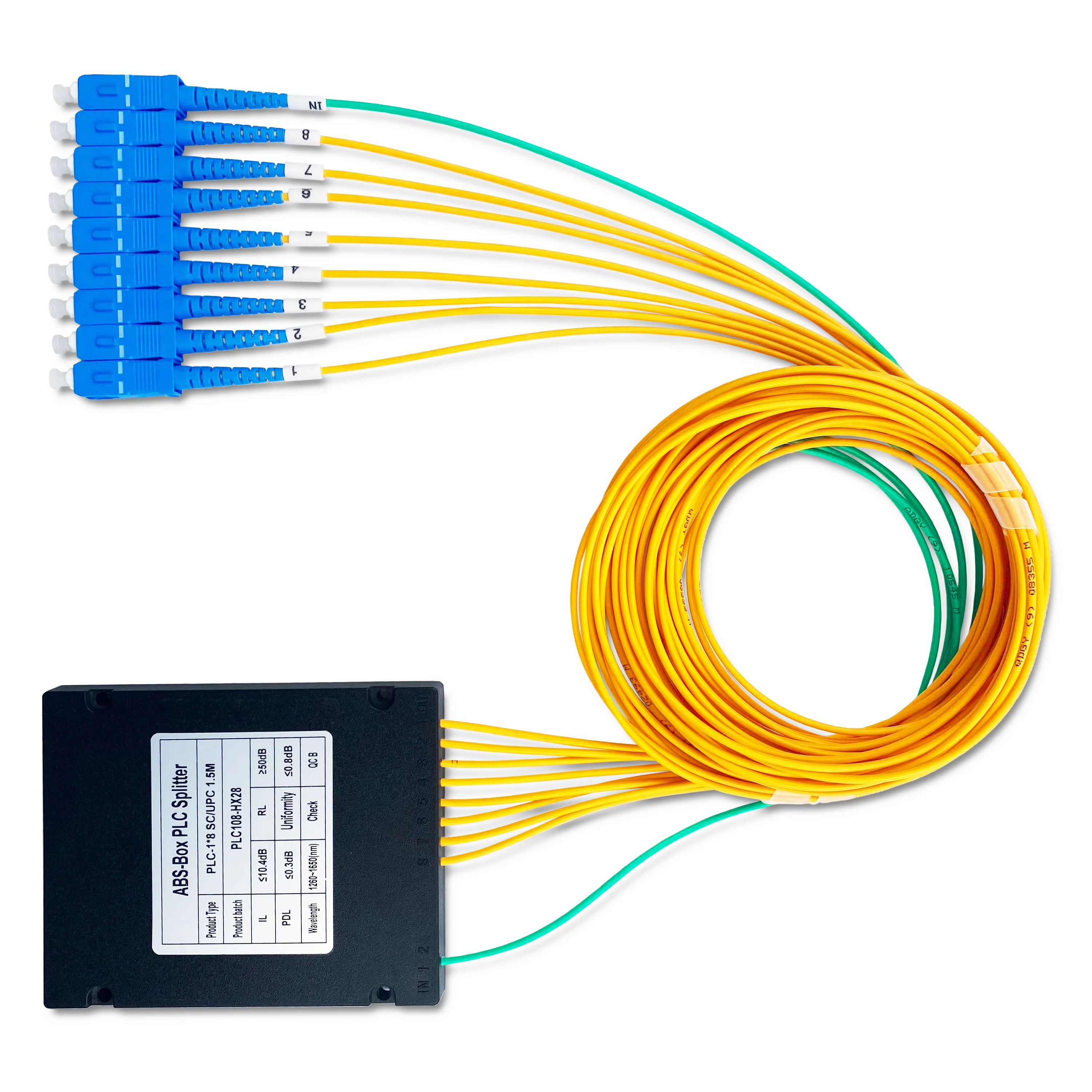 Factory PRICE  1X8 ABS BOX Fiber Optic PLC 1*8 PLC Splitter ABS BOX SC/UPC Connector for FTTH Solution 1 Buyer