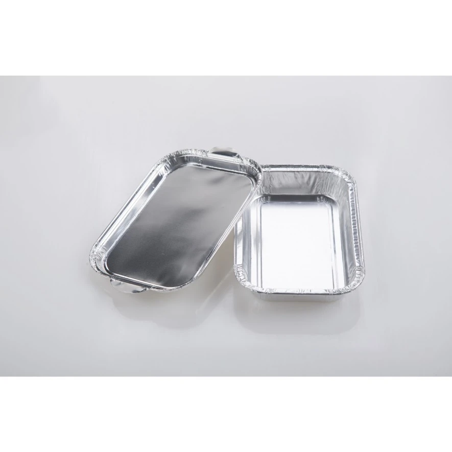 product eco friendly durable silver tin take away food service containers 280ml disposable airline aluminum foil food tray with lid-2
