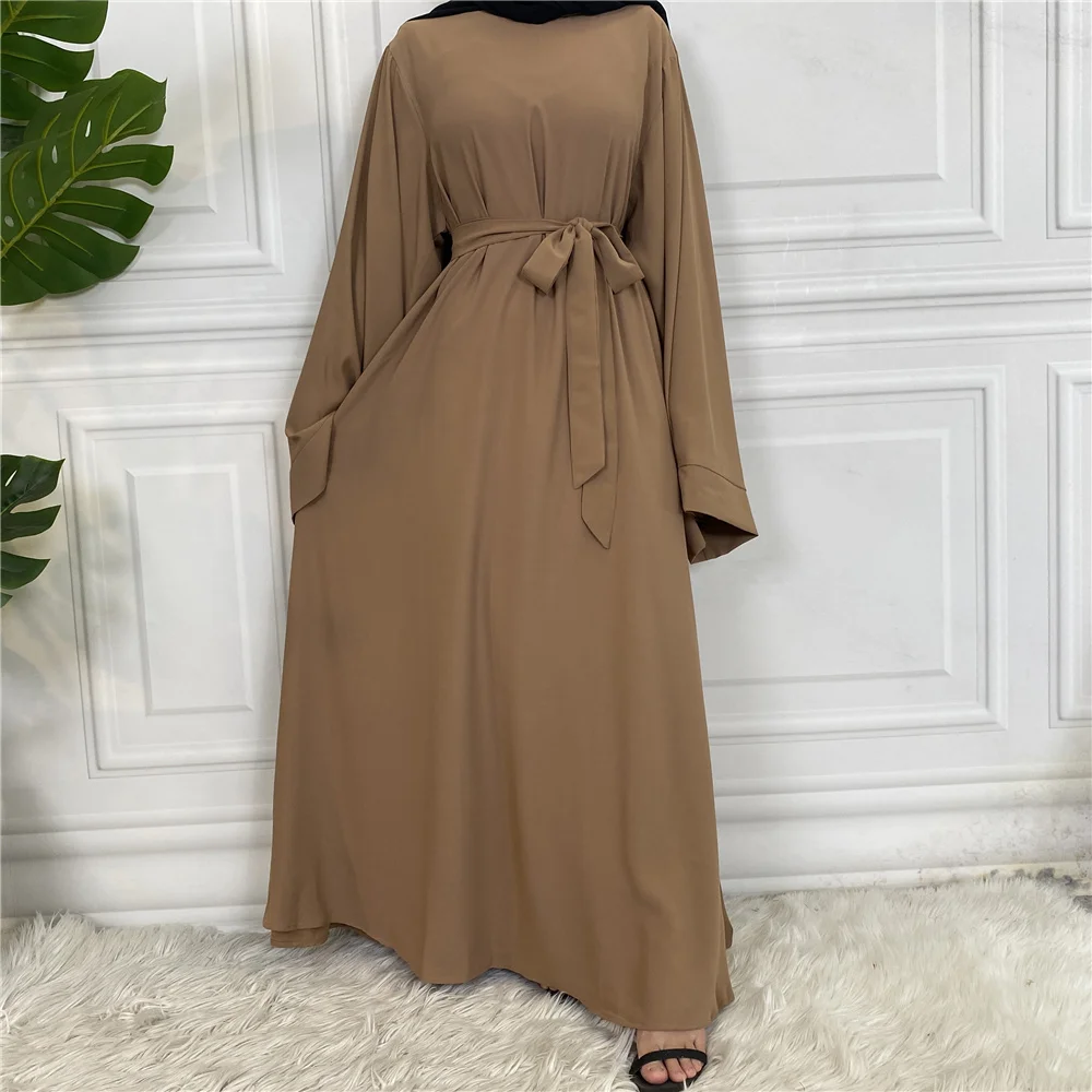 6394# Eid Abaya Dubai Turkey Solid Color Simple Modest Kaftan Islamic ...