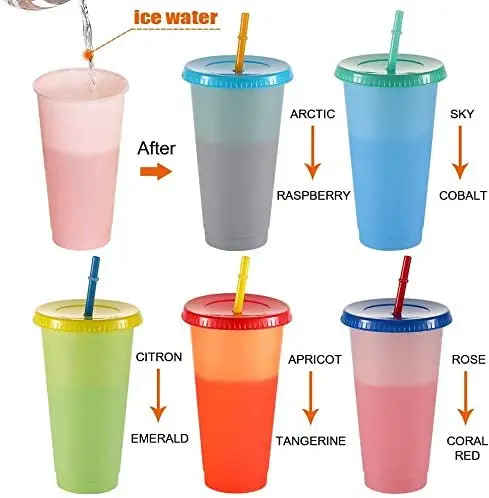 Изменение цвета чашки 24 oz многоразовые холодного напитка с крышками и соломинки кофе стакан бокалы для