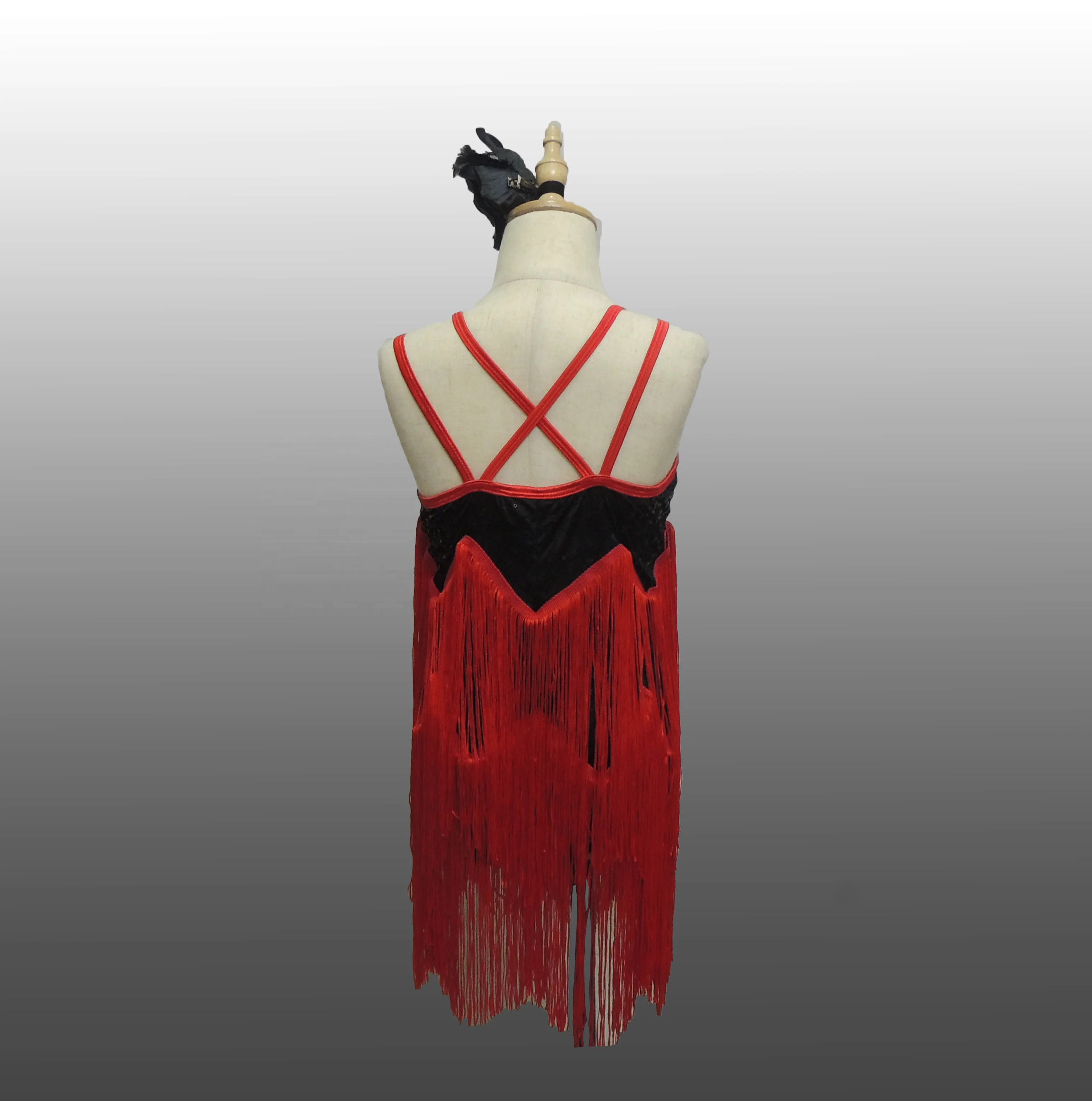 strapless open back dress Deep Red 20s Gatsby Flapper Dress | Latin Dance Dress | Pretty Eccentric main image 1