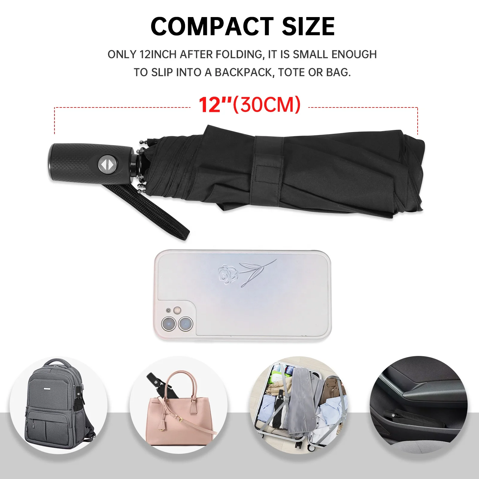 Ветрозащитный компактный легкий Автоматический Прочный портативный небольшой складной рюкзак с защитой от ветра зонт для дождя для мужчин и женщин