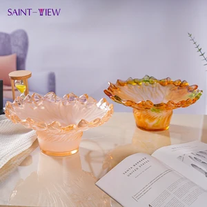 Crystal Glass Fruit Bowl Bowknot Serving Fruit Bowl Tray Home Products Modern Table Centerpiece