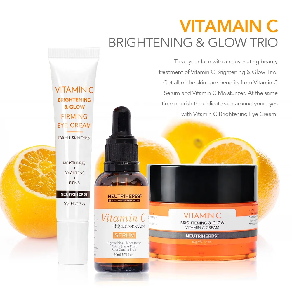 Private Label Korean Organic Whitening Face Vitamin C Set Products Skin Care Serum