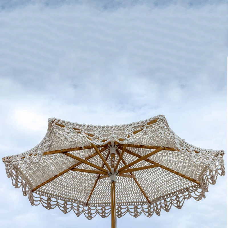 commercio all'ingrosso giardino macrame uncinetto parasole parasole per  ombrellone per spiaggia ombrellone in cotone filato bianco