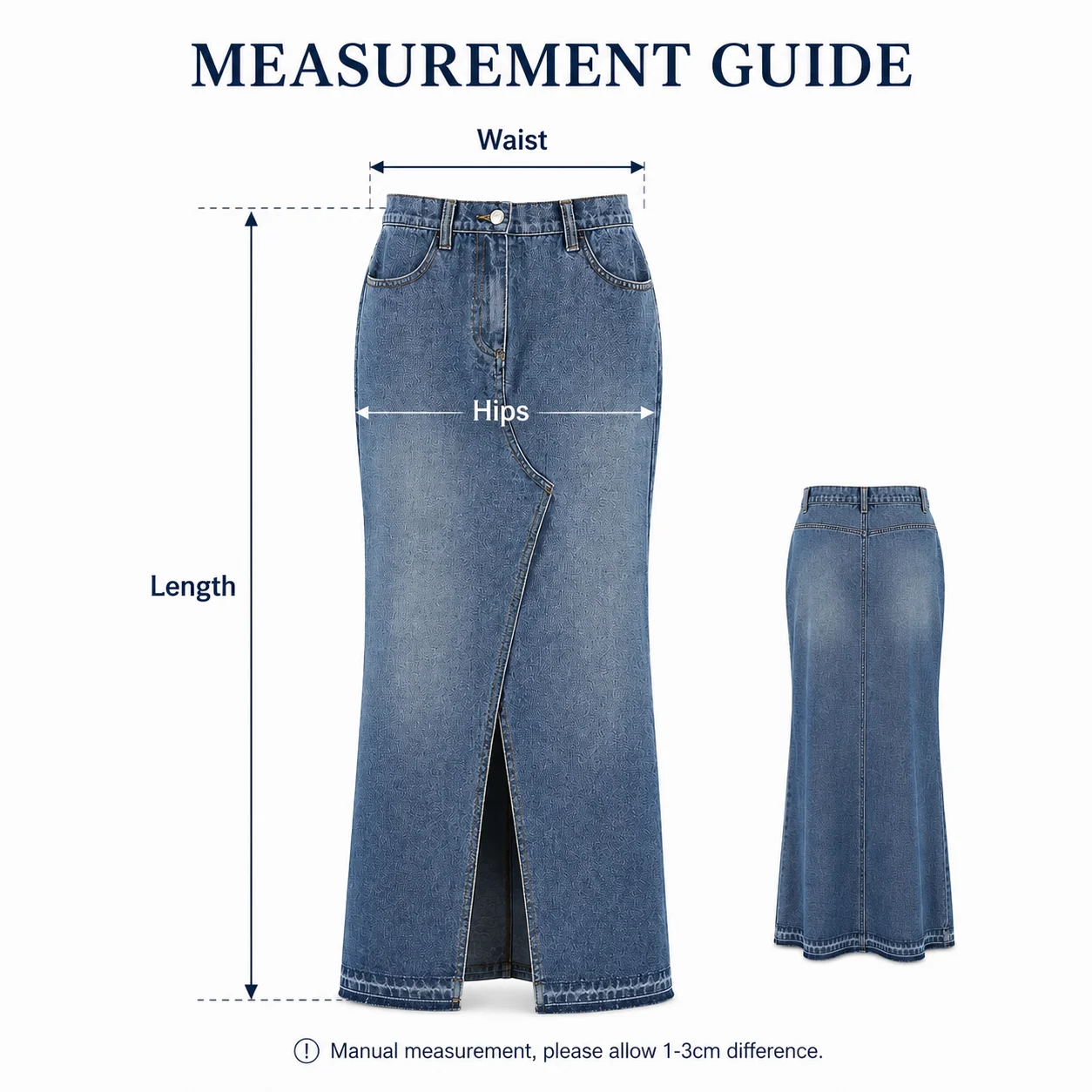 Natural Waist Vintage Split Blue Denim Skirt for Summer Commute Slimming Women's Hip Wrap Design Casual Eco-Friendly