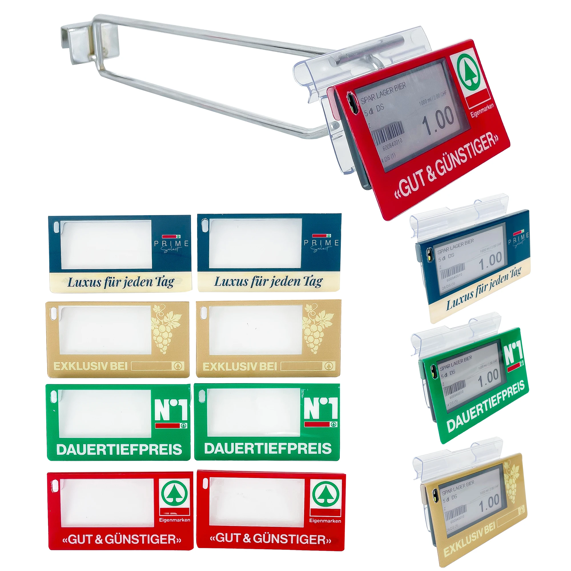 Supermarket Customization Electronic Signage Shelf Label Advantages Plastic Price Tag Holders with Display Hook
