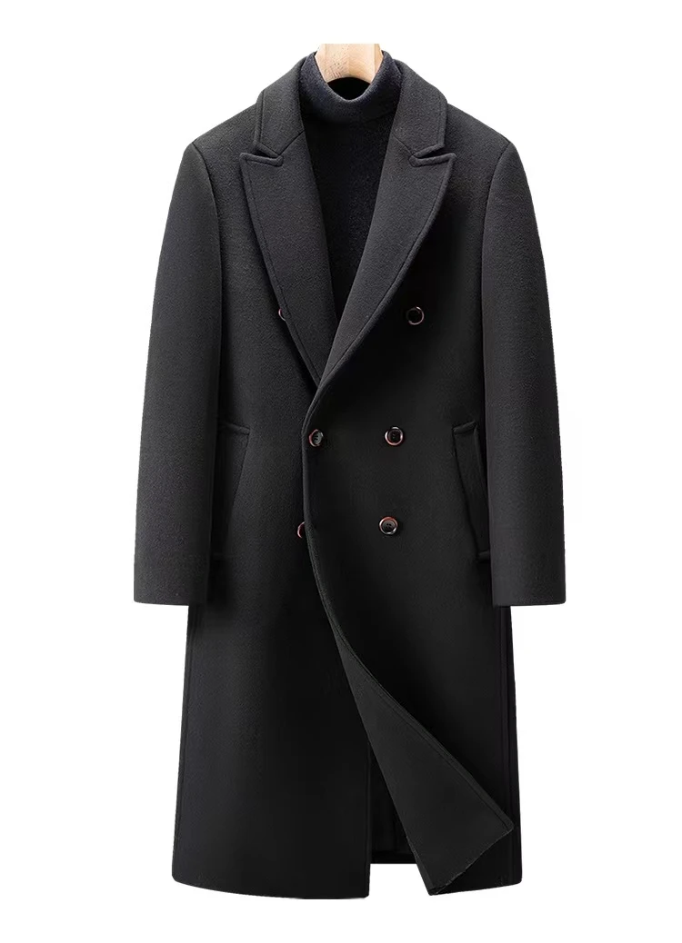 Outdoor Breasted Blazer Trench Overcoat Men Cashmere Coat Winter Double Faced Wool Men's Long Woolen_voghion.com