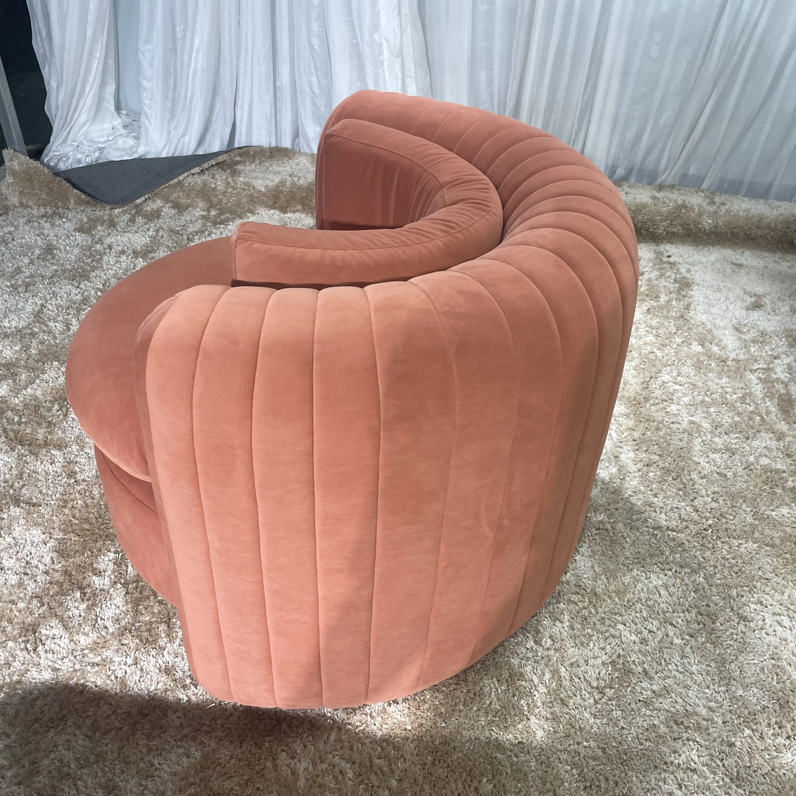 Nordic Latest Design Single Sofa Design Small Velvet Boucle Armchair Upholstered Round Swivel Armchair