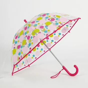 Clear umbrella plastic handle Children umbrella 2024 new design Colorful dots