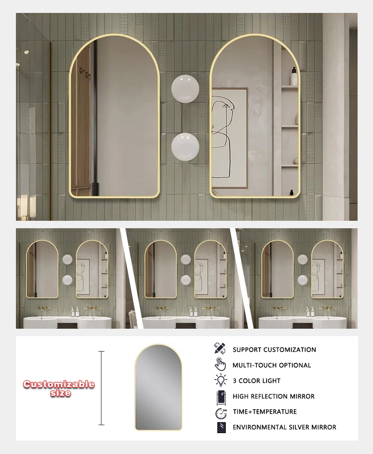 product modern arched aluminum frame wall mirror decorative bathroom mirror elegant interior mirror for home-7
