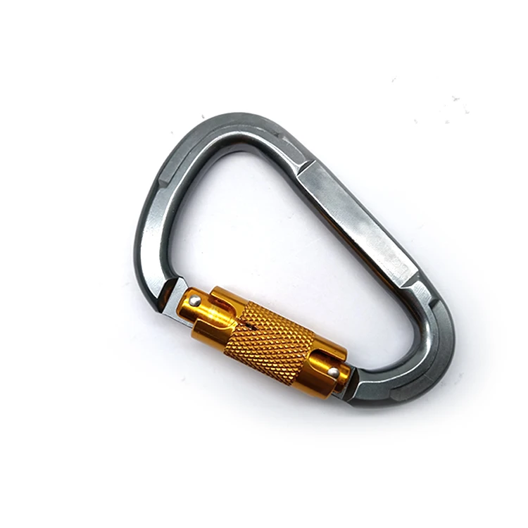 Outdoor 28kn Oxdized Aluminum 7075 Tension Automatic Locking D Shape Metal Tree Carabiners mosquetones de escalada de 25kn