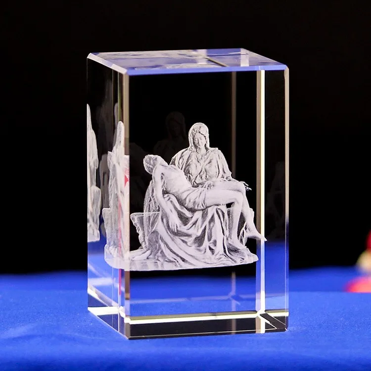 Honor of Crystal Customized Multi-pattern Cross Statue of Jesus Crystal 3D Laser Engraving for Religious Gifts