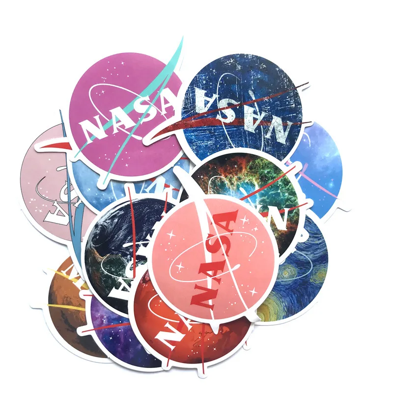 NASA Adhesive Pvc Decorative Stickers for Skateboard Custom Cartoon Space Astronaut Waterproof Vinyl Holiday Decoration 6 Color