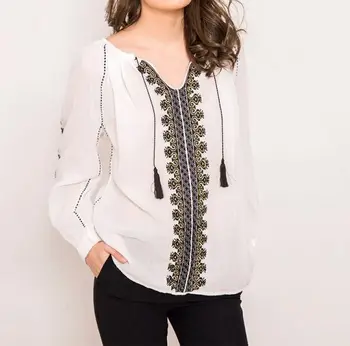 Blouse Casual Wear Handmade Embroidered Tops Romanian Look 2018 Latest