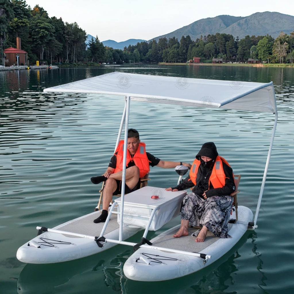 Inflatable Fishing Boat with Water for Cruise & Swimming Pool Floats Water Amusement Facilities for Cruising & Relaxing