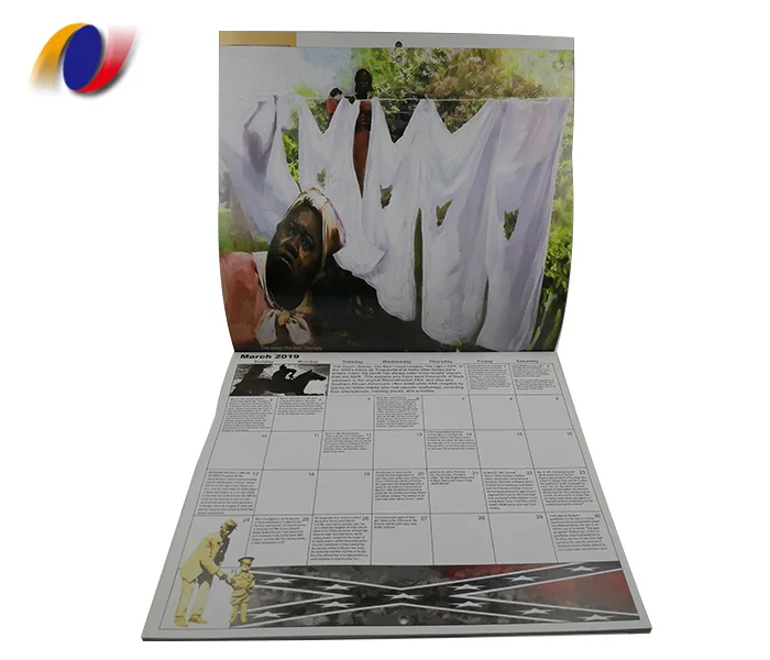 2025 OEM Landscape Wall Calendar Monthly Tear off Design in Variety Paper Types Cardboard Kraft Offset Art Coated Fancy Papers