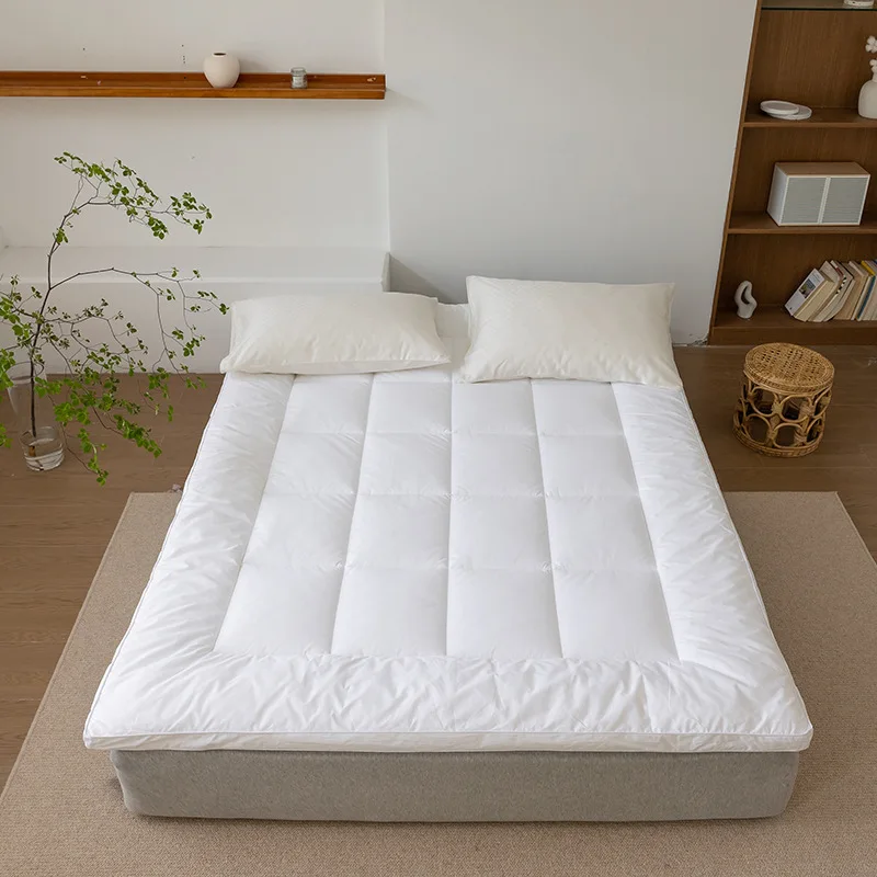 All Season Home RDS OEKO 100% 233TC Cotton Waterproof Firm Bed Duck Feather Mattress Topper with Elastic Bands