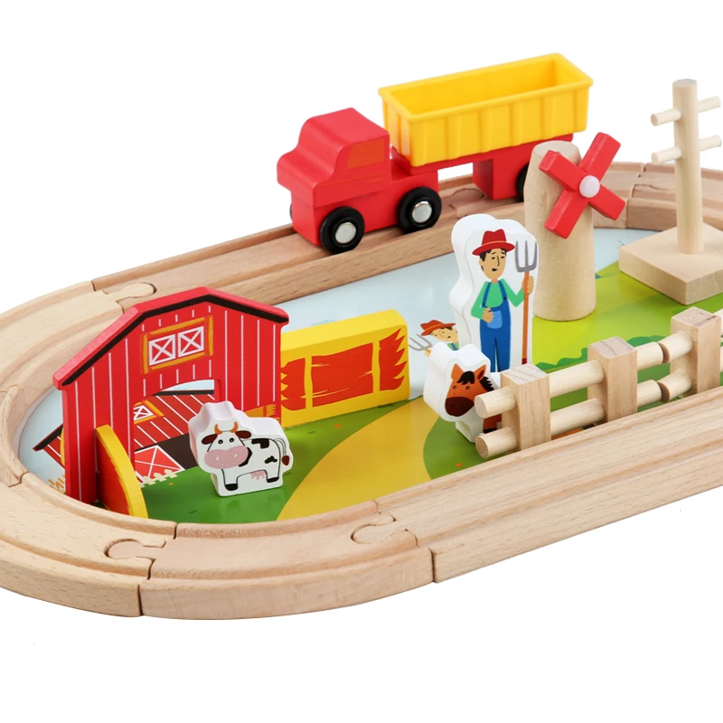 Wooden Intelligent Building Blocks Wooden Train Rail Toys Set for Kids Wooden Railway Set