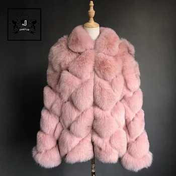 Fashion fur coat women real winter Zipper coat fur fox mink