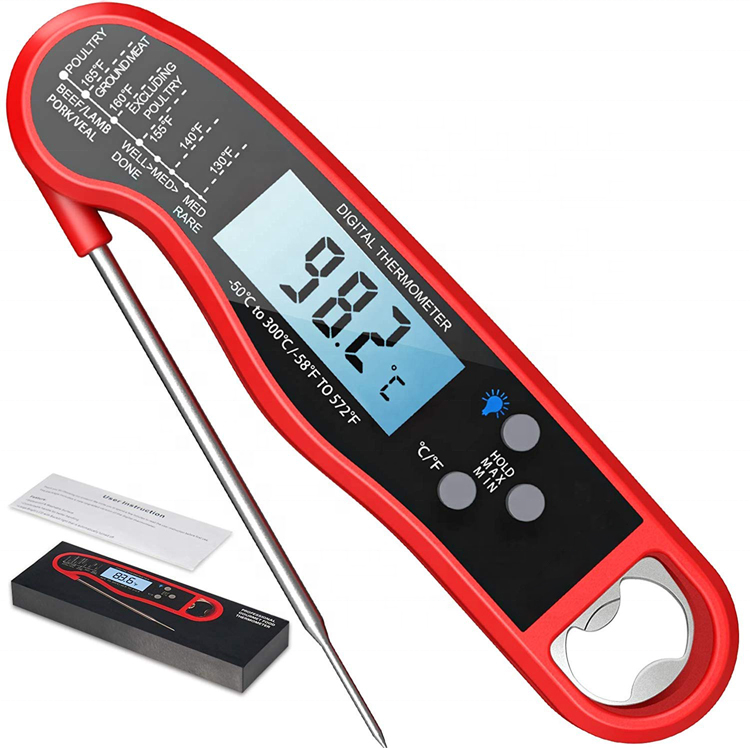 Digital Instant Read Meat Thermometer Waterproof Kitchen Food Cooking Thermometer with Backlight LCD for BBQ Grilling Smoker