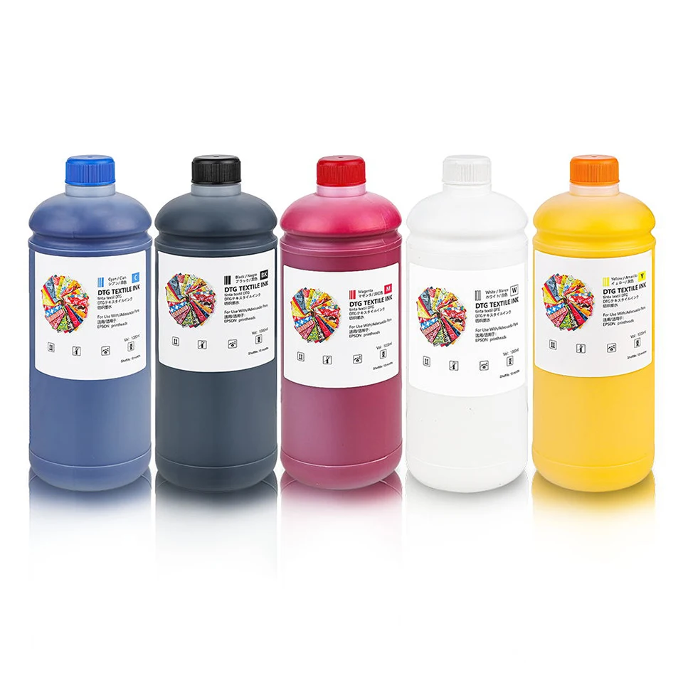 5 Colors Dtg Printer Ink Textile Pigment Ink 1000ml Dtg Ink For Epson