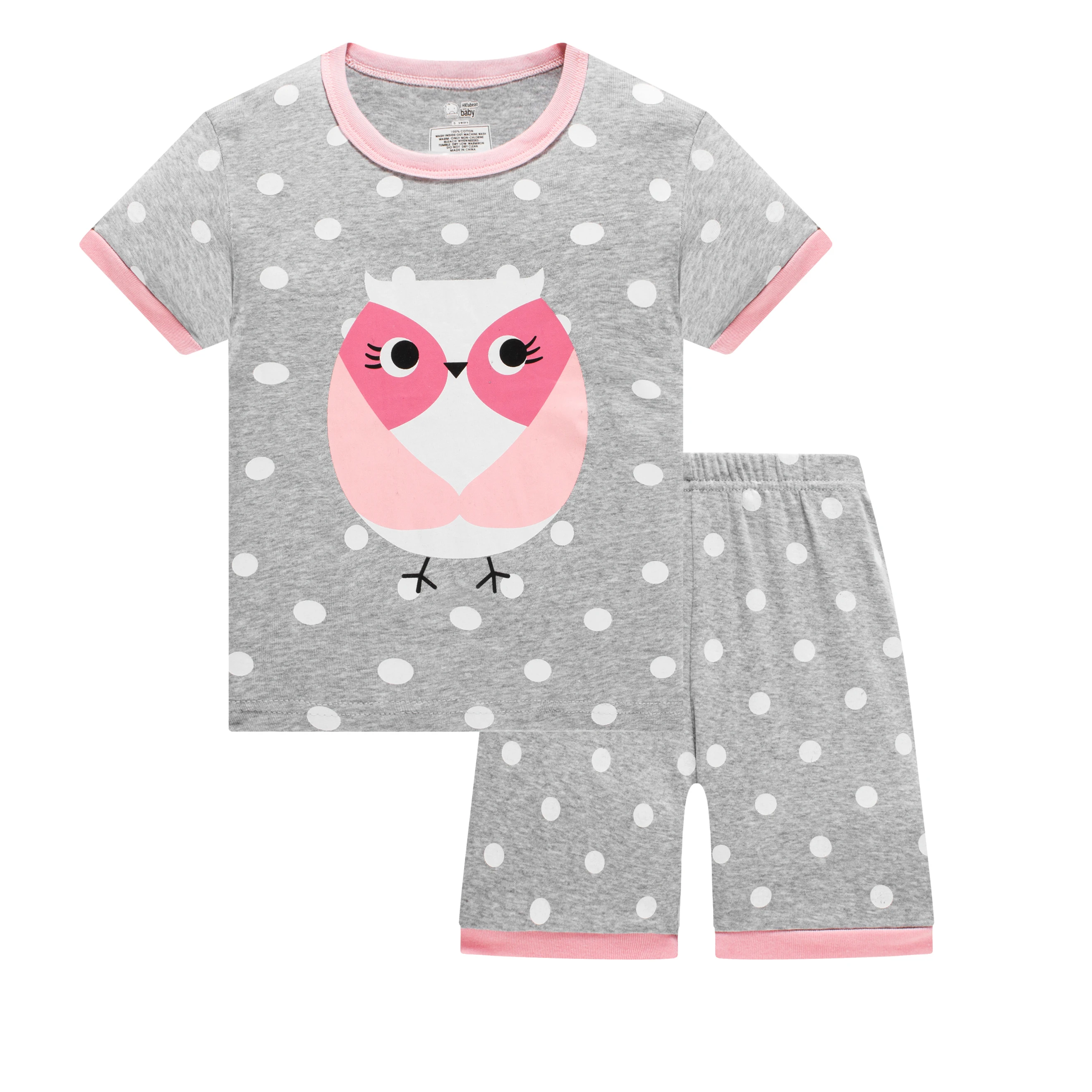 Kids Short Sleeve Sleepwear Summer Pajamas Animals Cotton Mesh