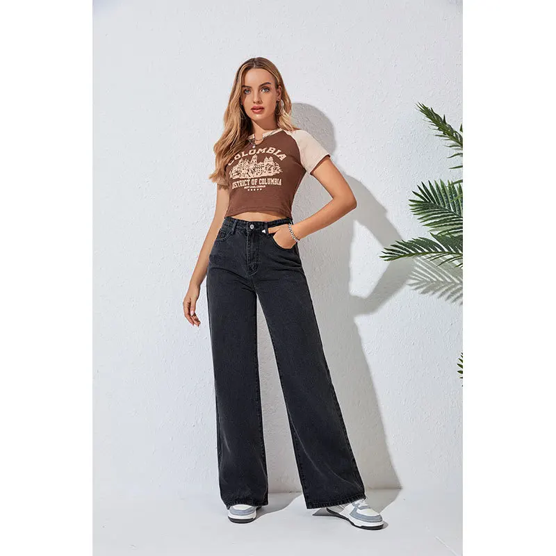 OEM ODM Y2k Clothing Ladies Wide Leg Denim Jeans Women's Jeans Street High Waist Jeans for Women Custom