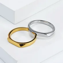 Simple Design 4mm Silver Gold Wedding Band Ring Geometric Steel Ring Stainless Steel Jewelry Fashion Rings for Women Girls