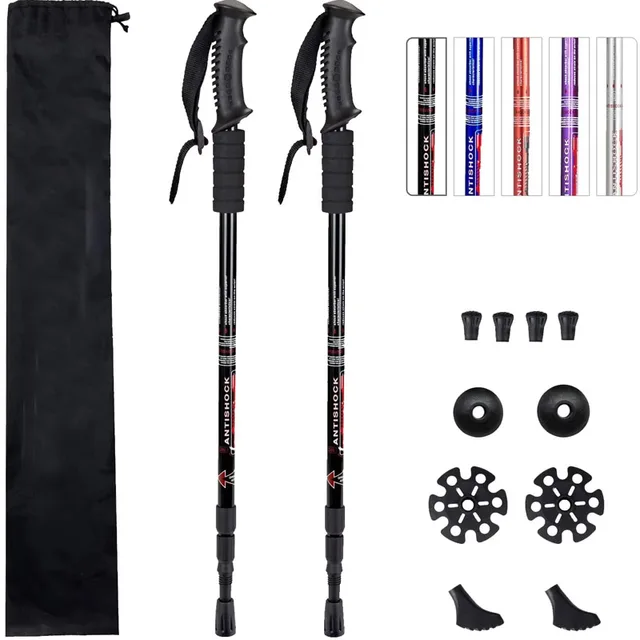 Aihoye Outdoor Alpenstock Carbon Fiber Walking Sticks Telescoping Foldable Self Defense Hiking Trekking Poles Sticks