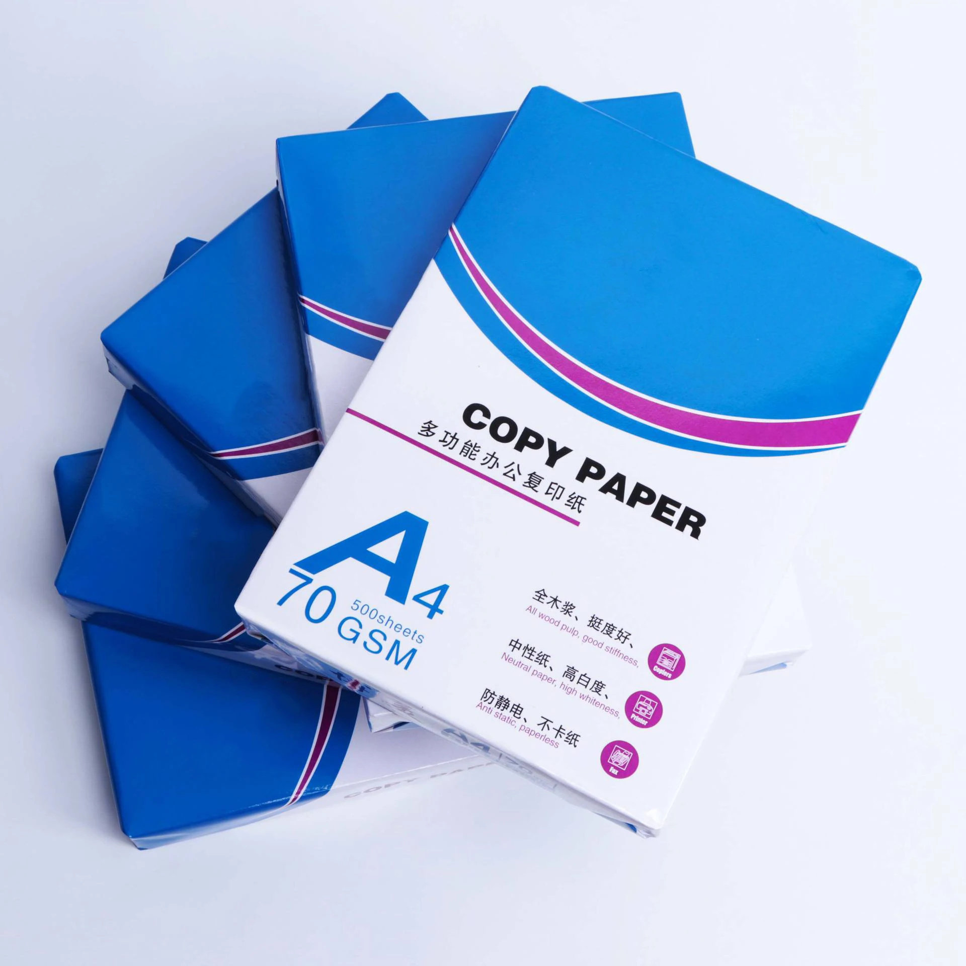 Office Wholesale 500 Sheets White A4 Paper 70gsm Manufacture Copy Paper