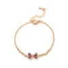 Purple zircon butterfly bracelet gold