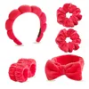 Bright red-six-piece velvet hair tie set-opp bag