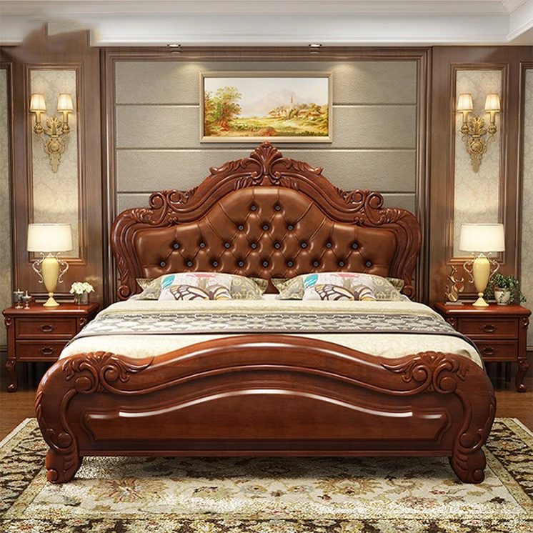 Factory Direct Fast Delivery Modern Luxury Bedroom Set Italian Wing Back Button Tufted Chesterfield Bed