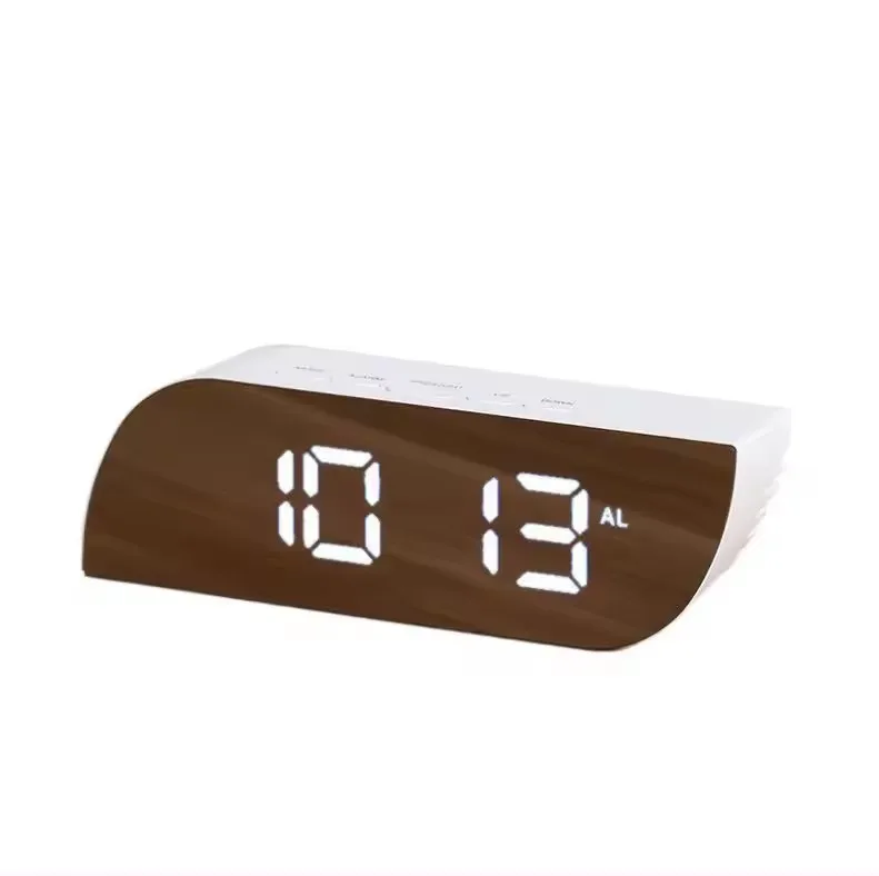 Premium Material Delicate Design Electronic Digital Clock Desktop Snooze Temperature Alarm LED Mirror Clock