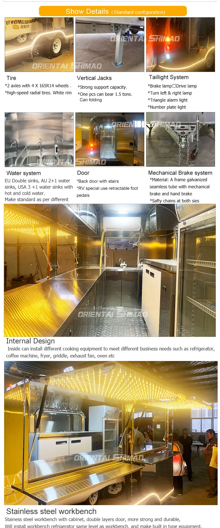 Airstream Camping Trailer Outdoor Mobile Food Van Food Truck Stainless