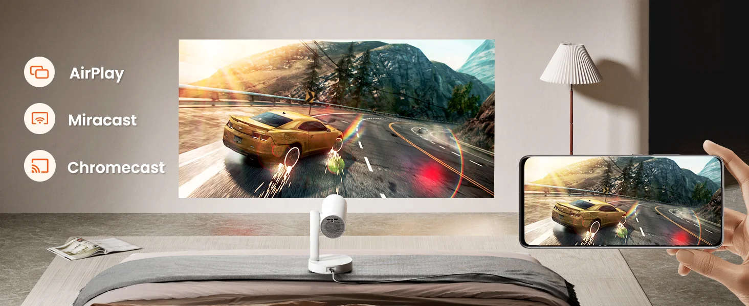 SXZ Projector - Portable 1080P 4K Android 9.0 Smart Projector