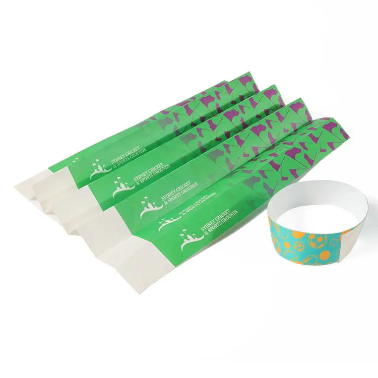 Promotional Custom Printed Logo Printable Swimming Pool Tyvek Wrist Band Paper Wristbands