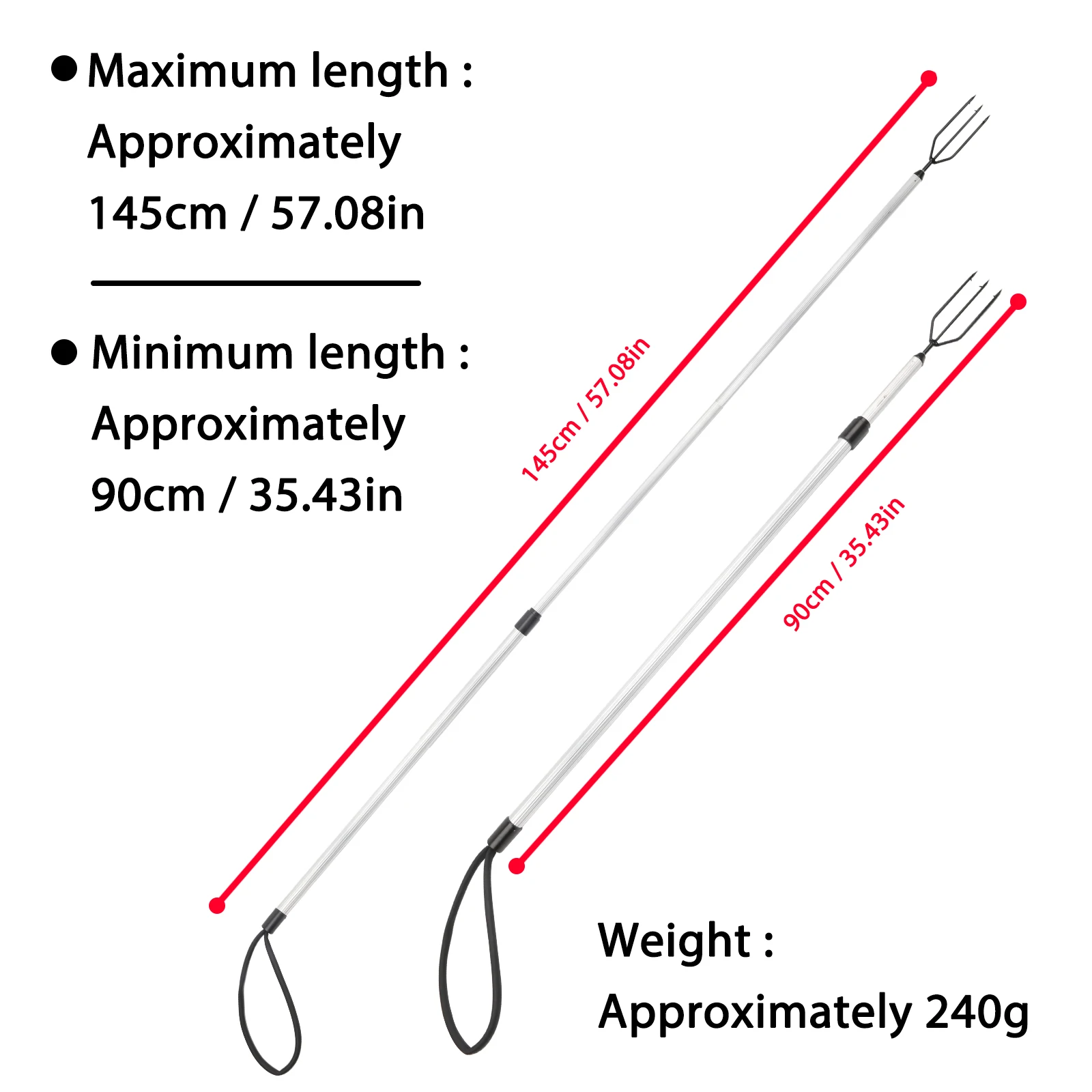 EBILUN épuisette Télescopique 120 Cm – Crochet En Acier Inoxydable, Alliage D'aluminium, Pour Pêche En Mer