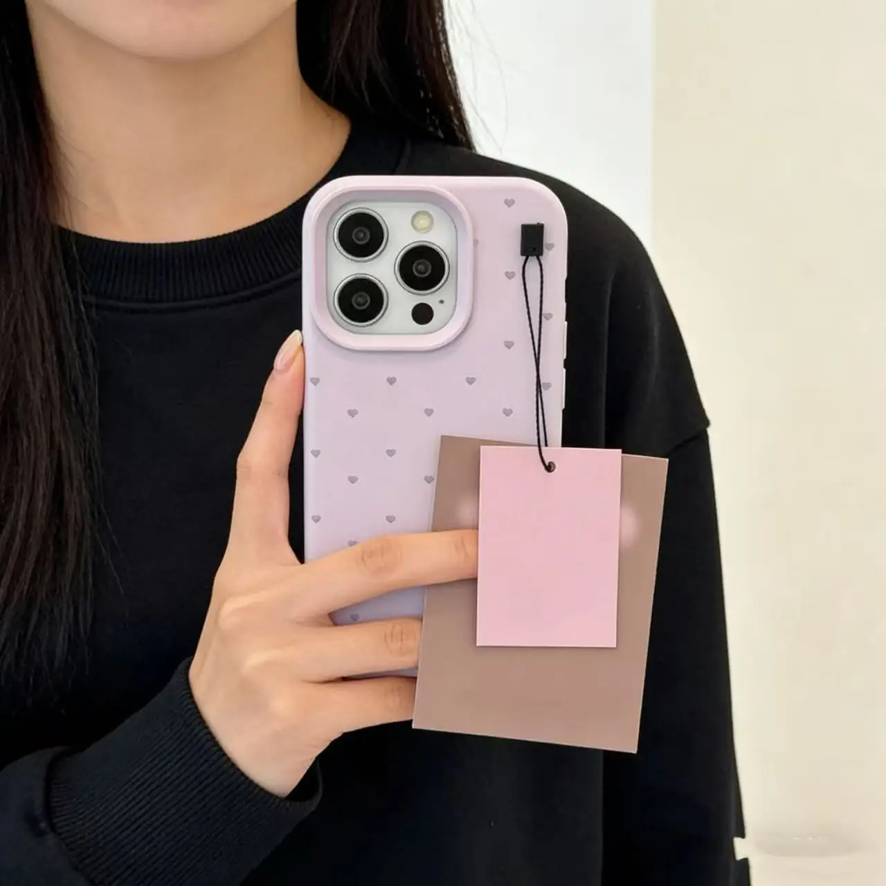 Nueva funda de silicona líquida anticaída, color sólido con corazón, Laudtec, para iPhone 14 Pro Max