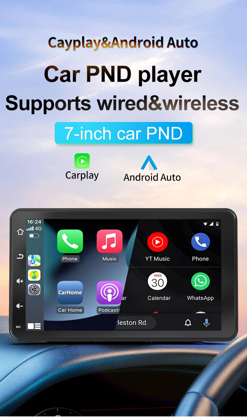 Car Stereo with Mirror Link Touch Screen Multimedia Car Player Android Auto Portable 7 Inch Wireless Carplay