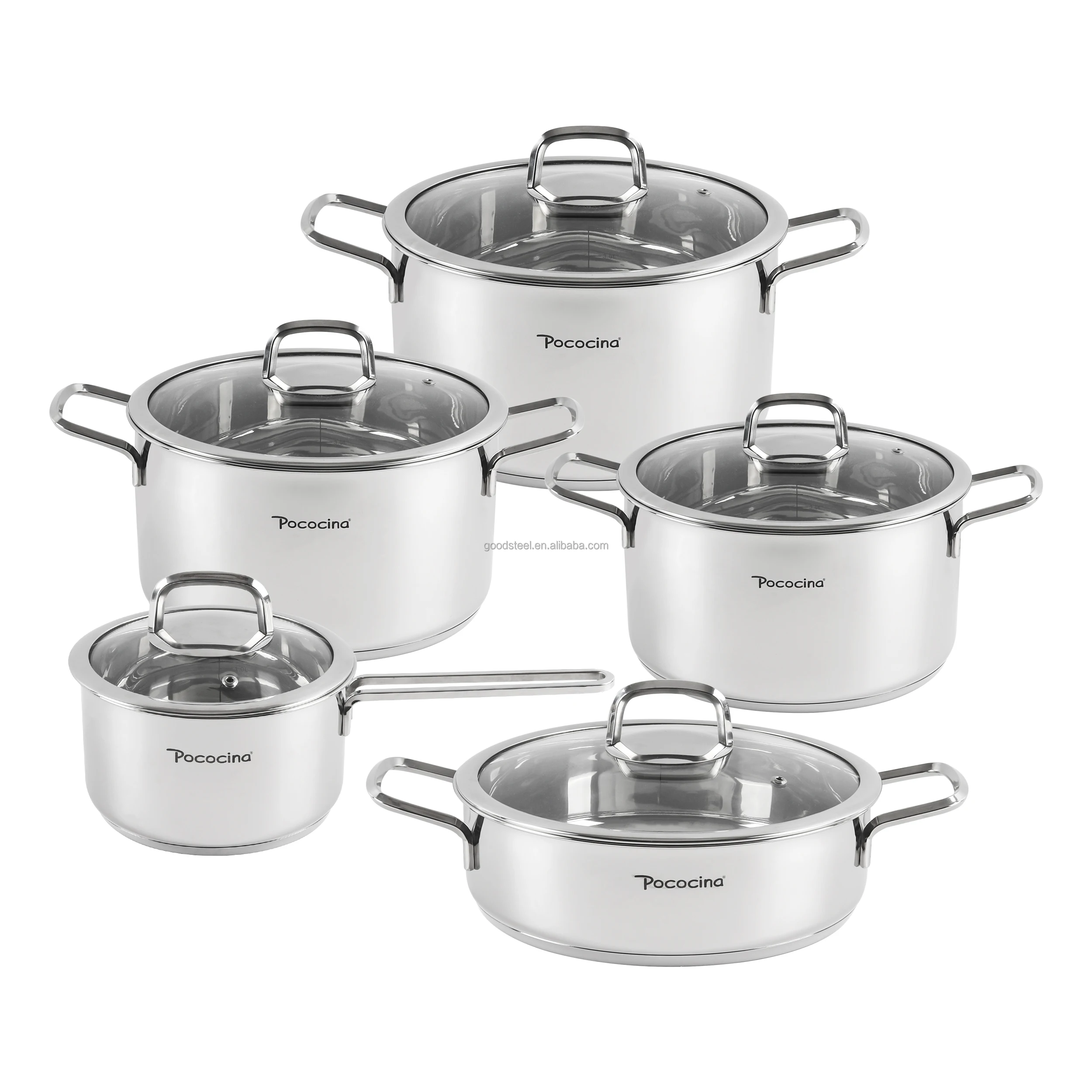Stainless Steel Cookware Commercial Cooking Pot Set Soup Cookware Sets 10 Pcs Stainless Steel Cooking Pot Set Cookware Soup Pot