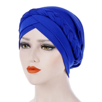 Baoli Women's Fashion Polyester Turban Hat Solid Color Hijab Caps with Hair Accessories for Outdoor Wear