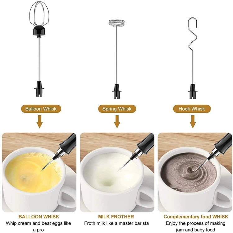 Milk Frother, Rechargeable hand-Held Electric Milk Frother 3 Adjustable USB  Charging Can Be Used forBulletproof Coffee Protein Drinks Matcha Coffee