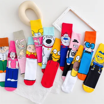 Wholesale Cheap Cute Cartoon Anime Adults Socks Cotton Vivid Colors Funky Novelty Cartoon Socks
