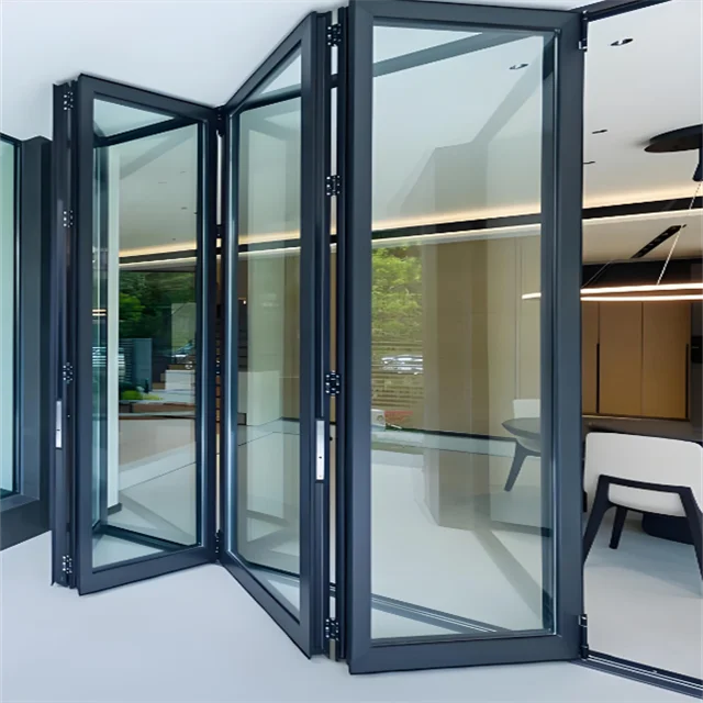 High Quality Aluminum Alloy Electric Folding Door for Balconies & Factories Typhoon-Resistant & Anti-Pinch