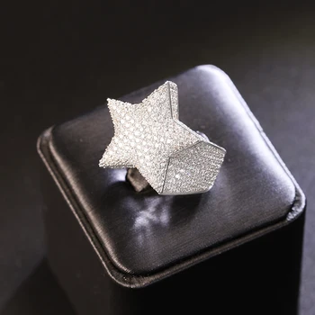 Pass Diamond Tester Hip Hop Rings 925 Sterling Silver Gold Plated VVS Moissanite Diamond Fine Jewelry Rings