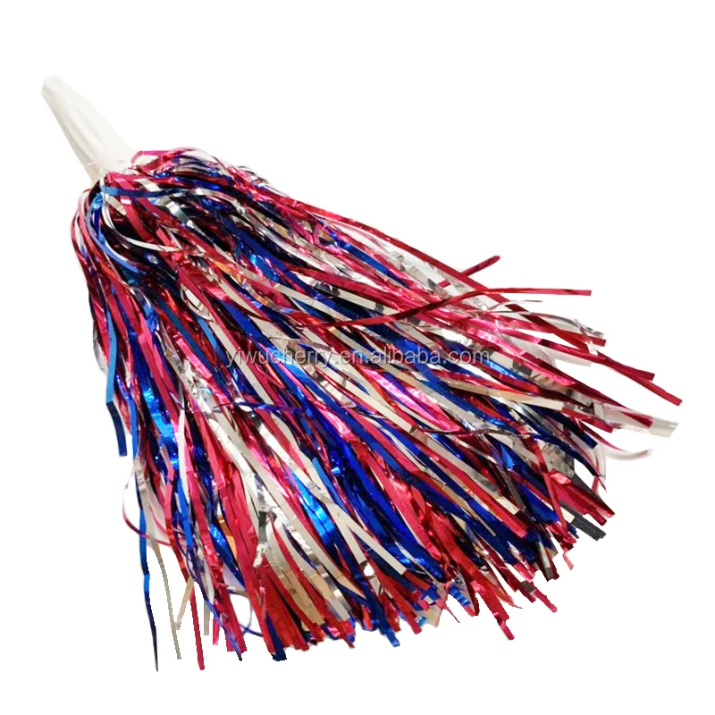 Hot Sale Patriotic 4th July Cheap Tinsel Cheerleading Pom Poms Party Favor Mardi Gras Supplies Party Ornaments