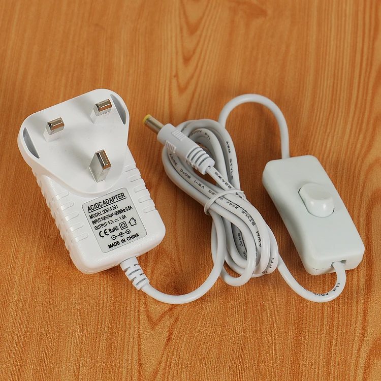 12V1A uk адаптер питания 12 В соответствии с 303 контроль переключатель Белый 5В 9В 12В 24V0.5A 1A 2A переходник белого