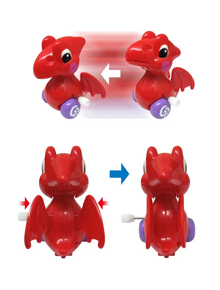 Заводные пластиковые маленькие Мультяшные игрушки динозавры с поворотной головой и крыльями